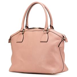 Gucci-Gucci Pink Medium Leather GG Charm Dome Satchel-Pink
