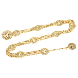 Chanel-Chanel Gold Gold Plated Equestrian Medallion Chain Belt-Golden