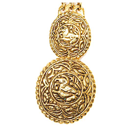 Chanel-Chanel Gold Gold Plated Equestrian Medallion Chain Belt-Golden