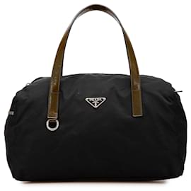 Prada-Prada Black Tessuto Boston Bag-Brown,Black,Khaki