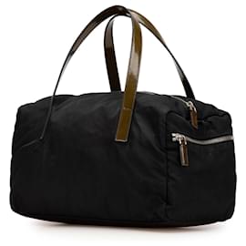 Prada-Prada Black Tessuto Boston Bag-Brown,Black,Khaki