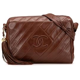 Chanel-Chanel Brown CC Quilted Lambskin Tassel Camera Bag-Brown