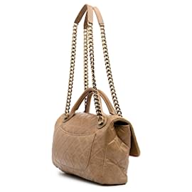 Chanel-Chanel Brown Medium Glazed Calfskin Castle Rock Top Handle Flap-Brown