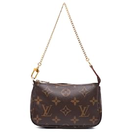 Louis Vuitton-Mini Pochette Acessórios Monograma Marrom Louis Vuitton-Marrom