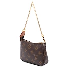 Louis Vuitton-Mini Pochette Acessórios Monograma Marrom Louis Vuitton-Marrom