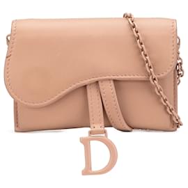 Dior-Dior Brown Nano Ultra Matte Calfskin Saddle Chain Pouch-Brown,Flesh