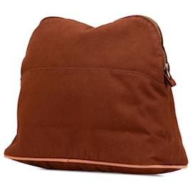 Hermès-Hermès Brown Toile Bolide Trousse De Voyage Pouch GM-Brown