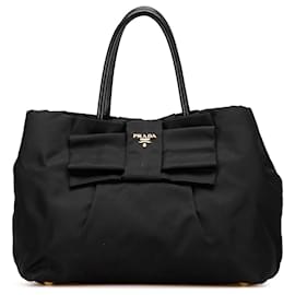 Prada-Prada Black Tessuto Fiocco Bow Handbag-Black