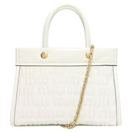 Miu Miu-Miu Miu Embossed Handbag-White