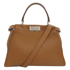 Fendi-Fendi Peekaboo Selleria Handbag-Brown