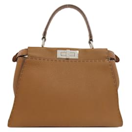 Fendi-Fendi Peekaboo Selleria Handbag-Brown