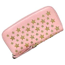 Cartera larga de cuero rosa Jimmy Choo Rosa