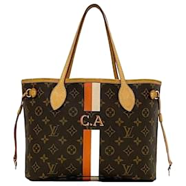 Louis Vuitton-Bolsa Tote Louis Vuitton Neverfull PM-Marrom,Branco,Laranja