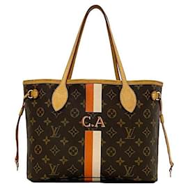 Louis Vuitton-Bolsa Tote Louis Vuitton Neverfull PM-Marrom,Branco,Laranja