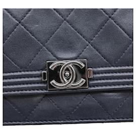 Chanel-Chanel Boy Chain Wallet Leather Mini Bag-Blue