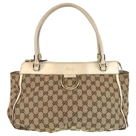 Gucci-Gucci GG Canvas/Leather 2way Tote Bag 189831-Brown,Beige