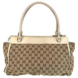 Gucci-Gucci GG Canvas/Leather 2way Tote Bag 189831-Brown,Beige