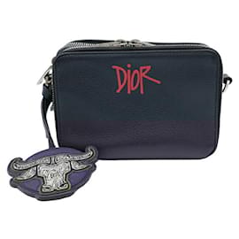 Dior-Christian Dior × Stussy Leather Shoulder Bag-Blue