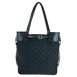 Gucci-Gucci GG Canvas/Leather 2way Tote Bag 107757-Black