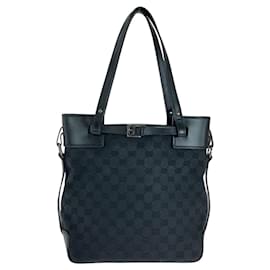 Gucci-Gucci GG Canvas/Leather 2way Tote Bag 107757-Black