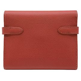 Hermès-Hermes Kelly Compact Wallet Leather Red-Red