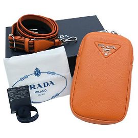 Borsa a tracolla in pelle Prada per telefono Arancione