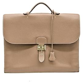 Hermès-Hermes Leather Sac a Depeche 38 Briefcase-Grey