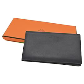 Hermès-Hermes Silk-In Long Wallet Dark Navy-Blue