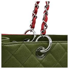 Chanel-Chanel Caviar Skin Chain Shoulder Tote-Red