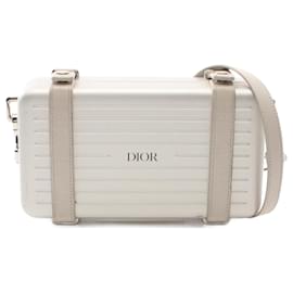 Christian Dior-Dior DIOR × RIMOWA Leather Aluminum 2way Shoulder Bag-Silvery,Metallic