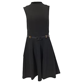 Ralph Lauren-Ralph Lauren Belted Dress in Black Wool-Black