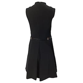 Ralph Lauren-Ralph Lauren Belted Dress in Black Wool-Black