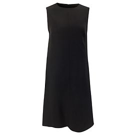 Escada Button Detail Knee-Length Dress in Black Virgin Wool Black