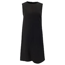 Escada-Escada Button Detail Knee-Length Dress in Black Virgin Wool-Black