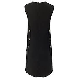 Escada-Escada Button Detail Knee-Length Dress in Black Virgin Wool-Black