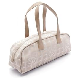 Chanel-Chanel Canvas Leather New Travel Line Handbag A15828-Brown,Beige
