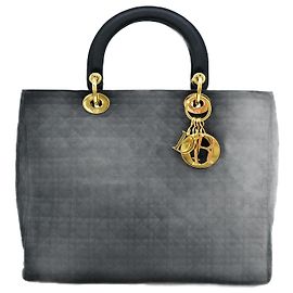 Bolso tote de lona acolchada Lady Dior Negro