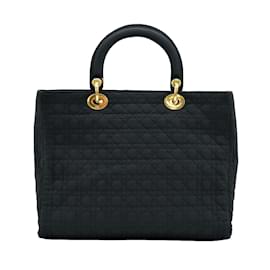 Dior-Dior Lady Dior Quilted Canvas Tote Bag-Black
