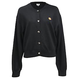 Kenzo- Kenzo Boke Crest Crew Cardigan in Black Wool-Black
