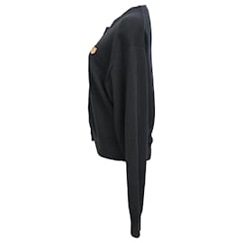 Kenzo- Kenzo Boke Crest Crew Cardigan in Black Wool-Black