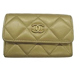 Chanel-Chanel Lambskin Card Case-Golden,Metallic