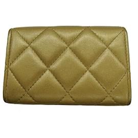 Chanel-Chanel Lambskin Card Case-Golden,Metallic