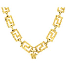 Pendentif de collier Medusa Greca Mania de Versace Doré Métallisé