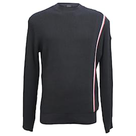 Moncler-Moncler Waffle Knit Sweater in Black Cotton-Black