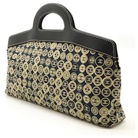 Chanel-Chanel Coco Mark Cotton Handbag-Blue