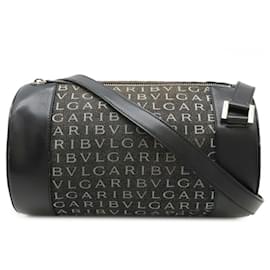 Bulgari-BVLGARI B-ZERO1 Logo Mania Denim Canvas Shoulder Bag-Black