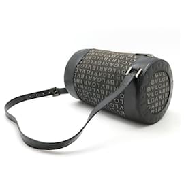 Bulgari-BVLGARI B-ZERO1 Logo Mania Denim Canvas Shoulder Bag-Black