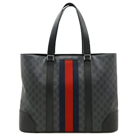 Gucci-Gucci GG Supreme PVC Leather Tote Bag-Black