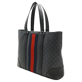 Gucci-Gucci GG Supreme PVC Leather Tote Bag-Black