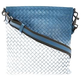Bottega Veneta-Bottega Veneta Intrecciato Leather Shoulder Bag-Blue